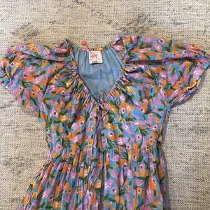 Banjanan Short sleeve floral maxi dress with pockets